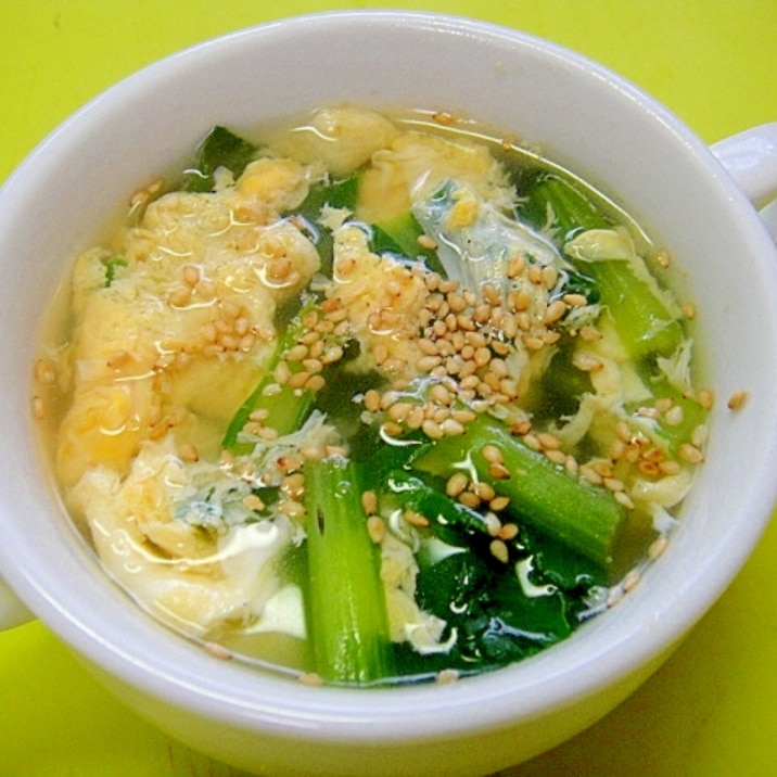 小松菜のダシダ卵スープ